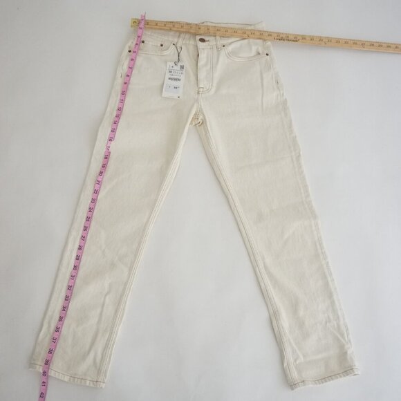 Zara Denim Cream Straight Leg Denim Jeans Size 30 - Picture 2 of 14